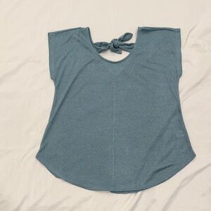 Bobeau Women's Slate Blue Tie-Back Cap Sleeve Top—Large